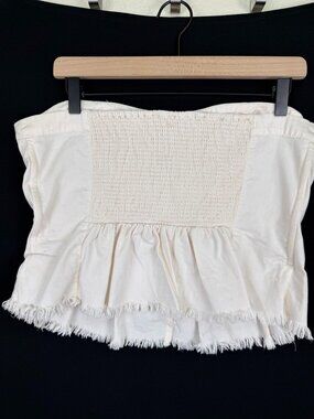 Free People Intimately White Denim Corset Bustier Top Frayed Hem Plus Size XL